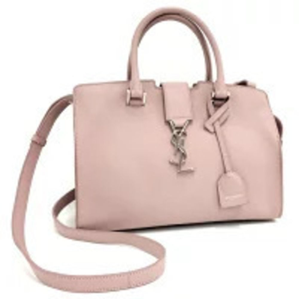 Saint Laurent Yves Baby Cabas Shoulder Bag Leather Pink Beige Cream
